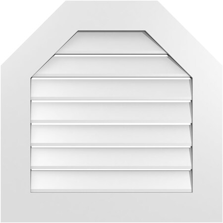 Ekena Millwork Octagonal Top Surface Mount PVC Gable Vent: Functional, w/ 3-1/2"W x 1"P Standard Frame, 26"W x 26"H GVPOT26X2601SF